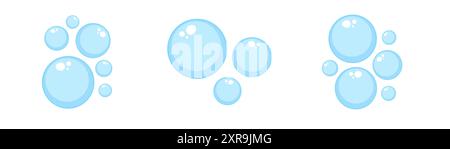 Air bubbles flat set, soap foam oxygen bubbles, vector design elements isolate Stock Vector
