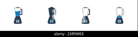 Electric Blender Icon Set. Collection of Juice Maker, Fruit Mixer and More Icons. Editable Flat Vector Illustration. Stock Vector