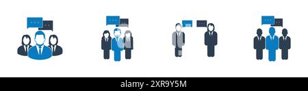 Conversation Icon Set. Collection of Speak, Talk, Communication, Speech Bubble and More Icons. Editable Flat Vector Illustration. Stock Vector