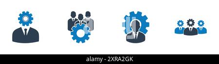 Technical Service Icon Set. Collection of Businessman, Gear, Settings, Man, and More Icons. Editable Flat Vector Illustration. Stock Vector