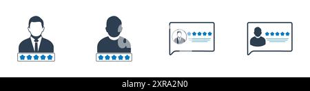 User Review, Feedback Icon Set. Editable Flat Vector Illustration. Stock Vector