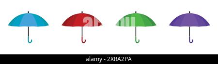 Umbrella Icon Set. Editable Flat Vector Illustration. Stock Vector