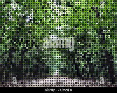 Pixelated Image - Path in the Woodland - Abstract Design Template in Editable Vector Format Stock Vector
