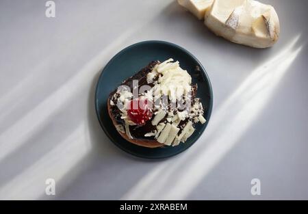 very delicious donuts on a plate with isolated background Stock Photo