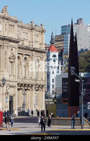 The Mirador Massue building and the Colon Theater, San Nicolas, Buenos Aires, Argentina. Stock Photo