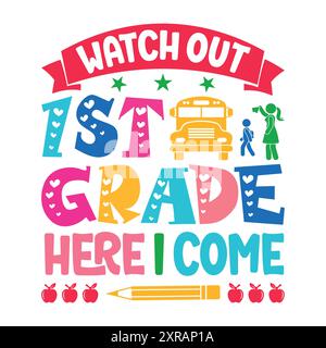 Back To School SVG Design Lettering Concept T-Shirt Design Stock Vector