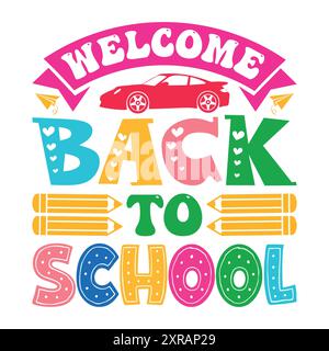 Back To School SVG Design Lettering Concept T-Shirt Design Stock Vector