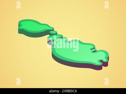 Isometric stylized simplified 3D map of Malta Stock Vector