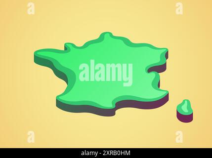 Isometric stylized simplified 3D map of France Stock Vector