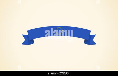 Ribbon with flag of European Union in flat design style. Stock Vector
