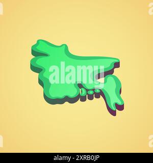 Isometric stylized simplified 3D map of Bangladesh Stock Vector
