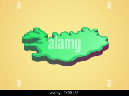 Isometric stylized simplified 3D map of Iceland Stock Vector