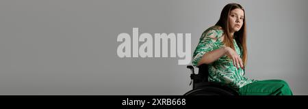 Naked disabled female in green body paint in crowd participating in