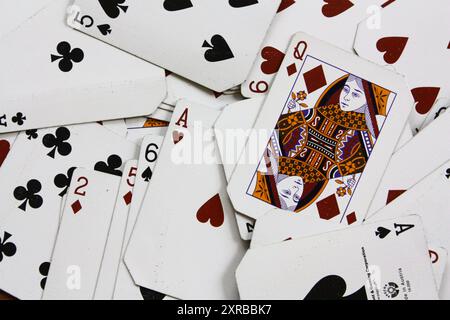 Birds eye view of playing cards Stock Photo