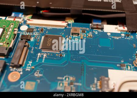 Iserlohn, NRW, Germany. 09th of 2024.  Motherboard and internals of a gaming laptop Stock Photo