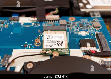 Iserlohn, NRW, Germany. 09th of 2024.  Motherboard and internals of a gaming laptop Stock Photo