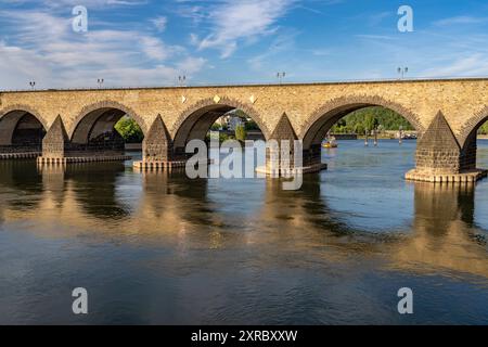The Balduin Bridge over the Moselle in Koblenz, Rhineland-Palatinate, Germany, Stock Photo
