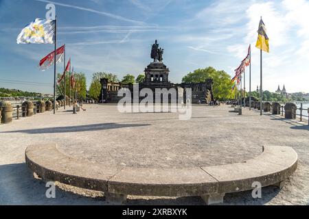 Kaiser Wilhelm Monument at the Deutsches Eck in Koblenz, Rhineland-Palatinate, Germany Stock Photo