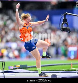 Paris, France. 09th Aug, 2024. PARIS, FRANCE - AUGUST 9: Jessica Schilder of the Netherlands competing in the Women's Shot Put Final during Day 14 of Athletics - Olympic Games Paris 2024 at Stade de France on August 9, 2024 in Paris, France. (Photo by Andy Astfalck/BSR Agency) Credit: BSR Agency/Alamy Live News Stock Photo