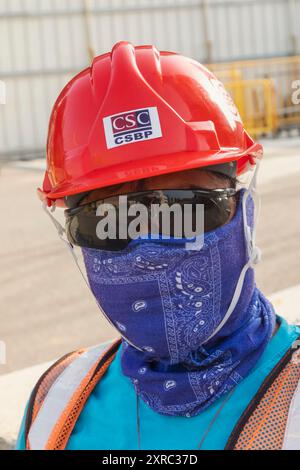 Asia, Singapore, Portrait of a Migrant Construction Worker Stock Photo