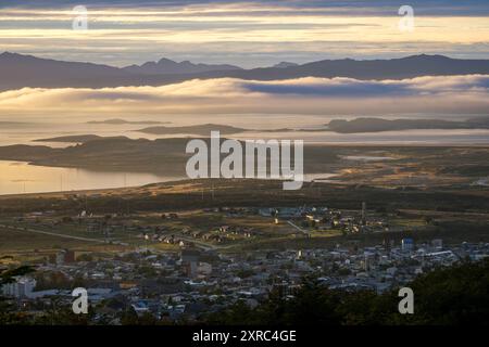 Sunrise, Beagle Channel, Ushuaia, Tierra del Fuego, Argentina Stock Photo