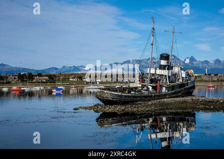 Historic shipwreck in the port of Ushuaia, Beagle Channel, Ushuaia, Tierra del Fuego, Argentina Stock Photo