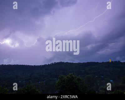 Supercell with heavy thunderstorm over Jena in Thuringia. Stock Photo