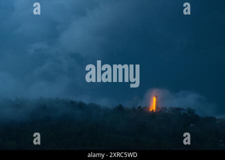 Supercell with heavy thunderstorm over Jena in Thuringia. Stock Photo