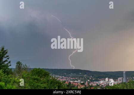 Supercell with heavy thunderstorm over Jena in Thuringia. Stock Photo
