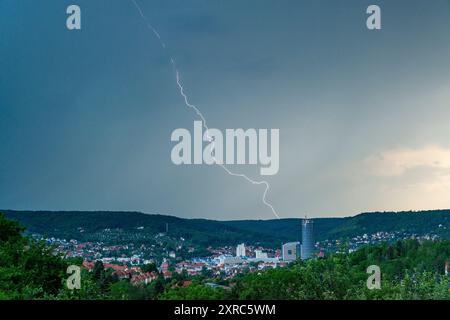 Supercell with heavy thunderstorm over Jena in Thuringia. Stock Photo