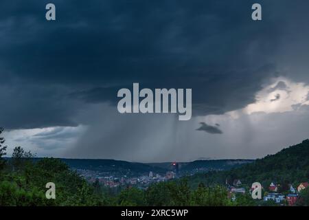 Supercell with heavy thunderstorm over Jena in Thuringia. Stock Photo