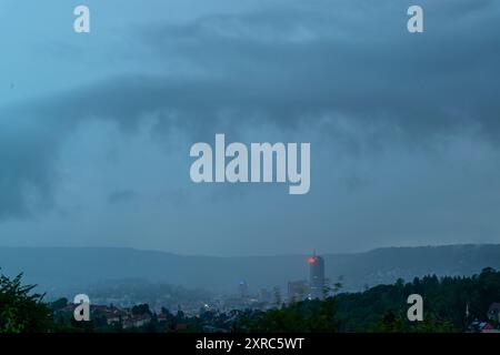 Supercell with heavy thunderstorm over Jena in Thuringia. Stock Photo