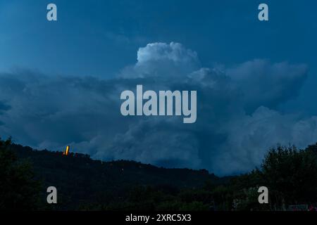 Supercell with heavy thunderstorm over Jena in Thuringia. Stock Photo