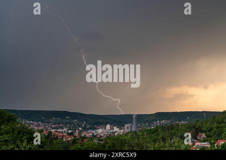 Supercell with heavy thunderstorm over Jena in Thuringia. Stock Photo