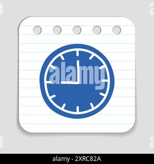 Doodle Wall Clock icon, blue pen hand drawn infographic symbol on a notepaper piece Stock Vector