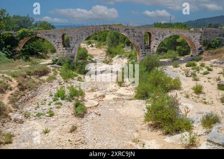 Provence, France, dried up riverbed, bridge Stock Photo