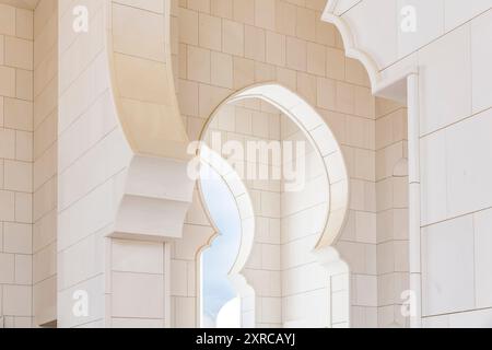 Arched gate, detail, Sheikh Zayed Mosque, Abu Dhabi, United Arab Emirates, Asia Stock Photo