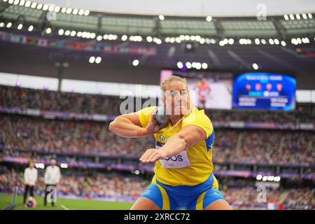 Saint Denis, France. 09th Aug, 2024. Olympics, Paris 2024, athletics, Stade de France, shot put, women, final, Fanny Roos from Sweden in action. Credit: Michael Kappeler/dpa/Alamy Live News Stock Photo