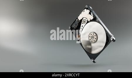 New hard drive pc a gray background, close-up Stock Photo