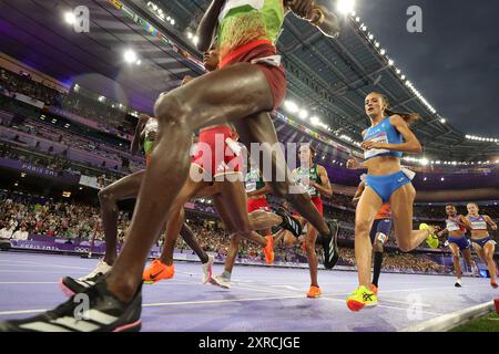 Paris, France. 9th Aug, 2024. Nadia Battocletti of Italy competes during the women's 10000m final of Athletics at the Paris 2024 Olympic Games in Paris, France, Aug. 9, 2024. Credit: Li Ming/Xinhua/Alamy Live News Stock Photo