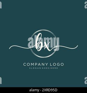 BX Initial Handwriting Logo Design Stock Vector
