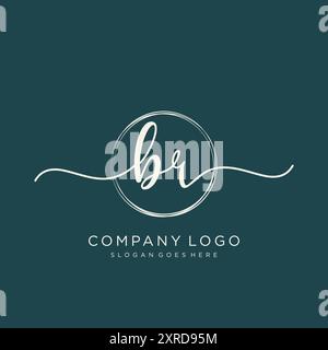 BR Initial Handwriting Logo Design Stock Vector
