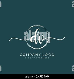 DV Initial Handwriting Logo Design Stock Vector