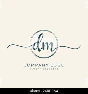 DM Initial Handwriting Logo Design Stock Vector