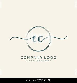 EO Initial Handwriting Logo Design Stock Vector