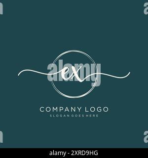 EX Initial Handwriting Logo Design Stock Vector