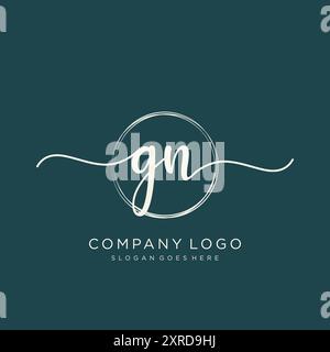 GN Initial Handwriting Logo Design Stock Vector