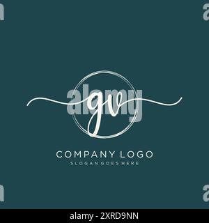 GV Initial Handwriting Logo Design Stock Vector