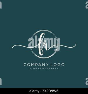 FR Initial Handwriting Logo Design Stock Vector