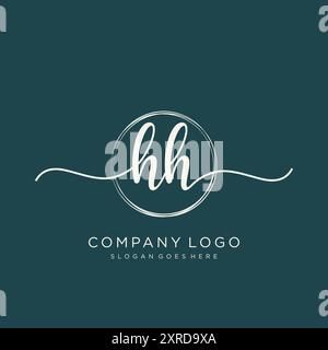 HH Initial Handwriting Logo Design Stock Vector